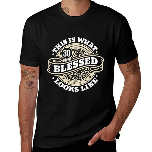 30th Birthday Age 30 Blessed I Religious 30th Birthday  Oversized Silhouette T-Shirt