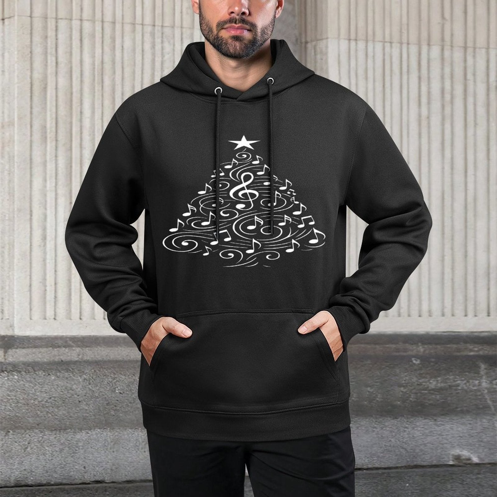 Music Notes Christmas Musical Orchestra Choir XMAS Sweatshirt Shrink-Resistant Hoodie
