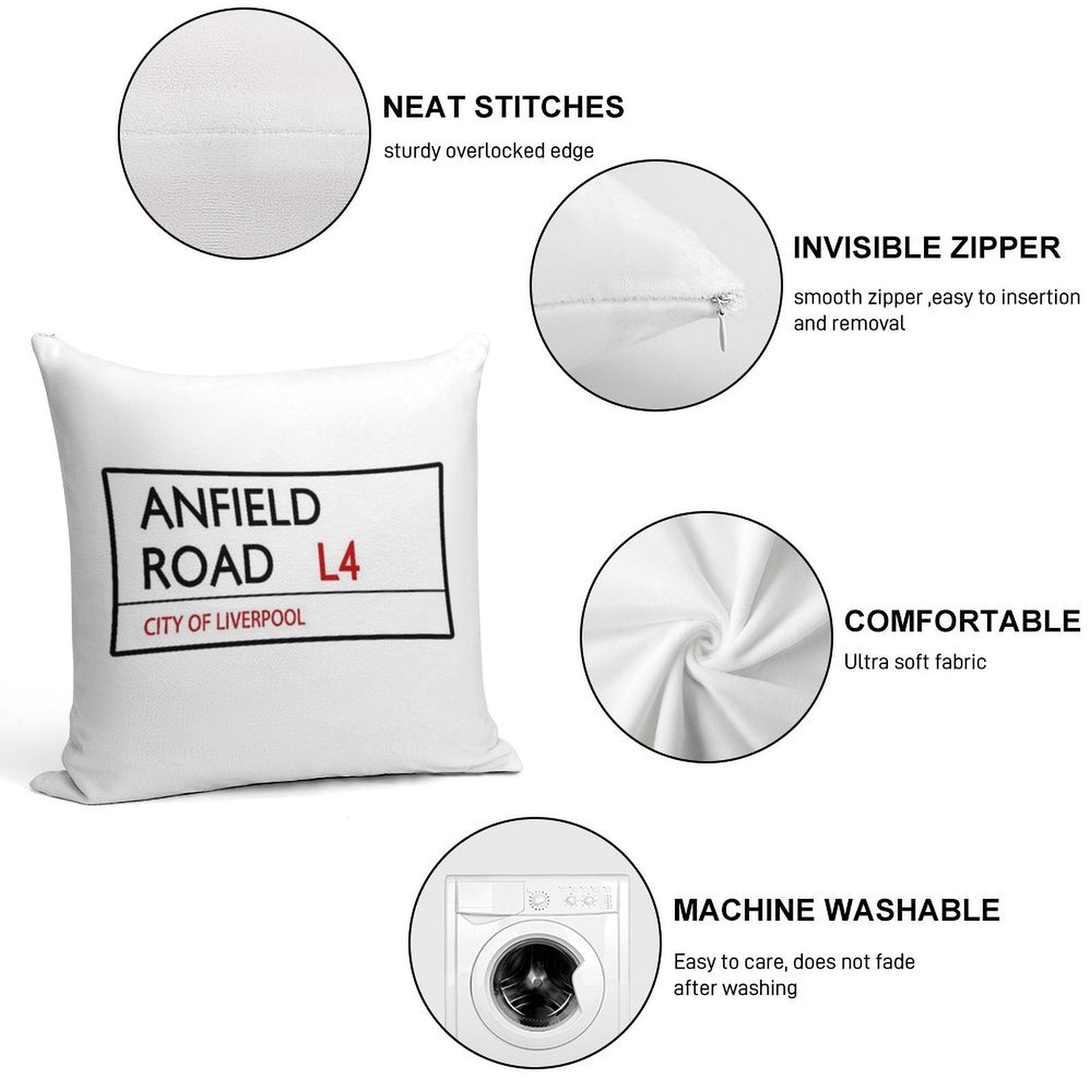 Lfc Anfield Road Soft High-Density Material Throw Pillow