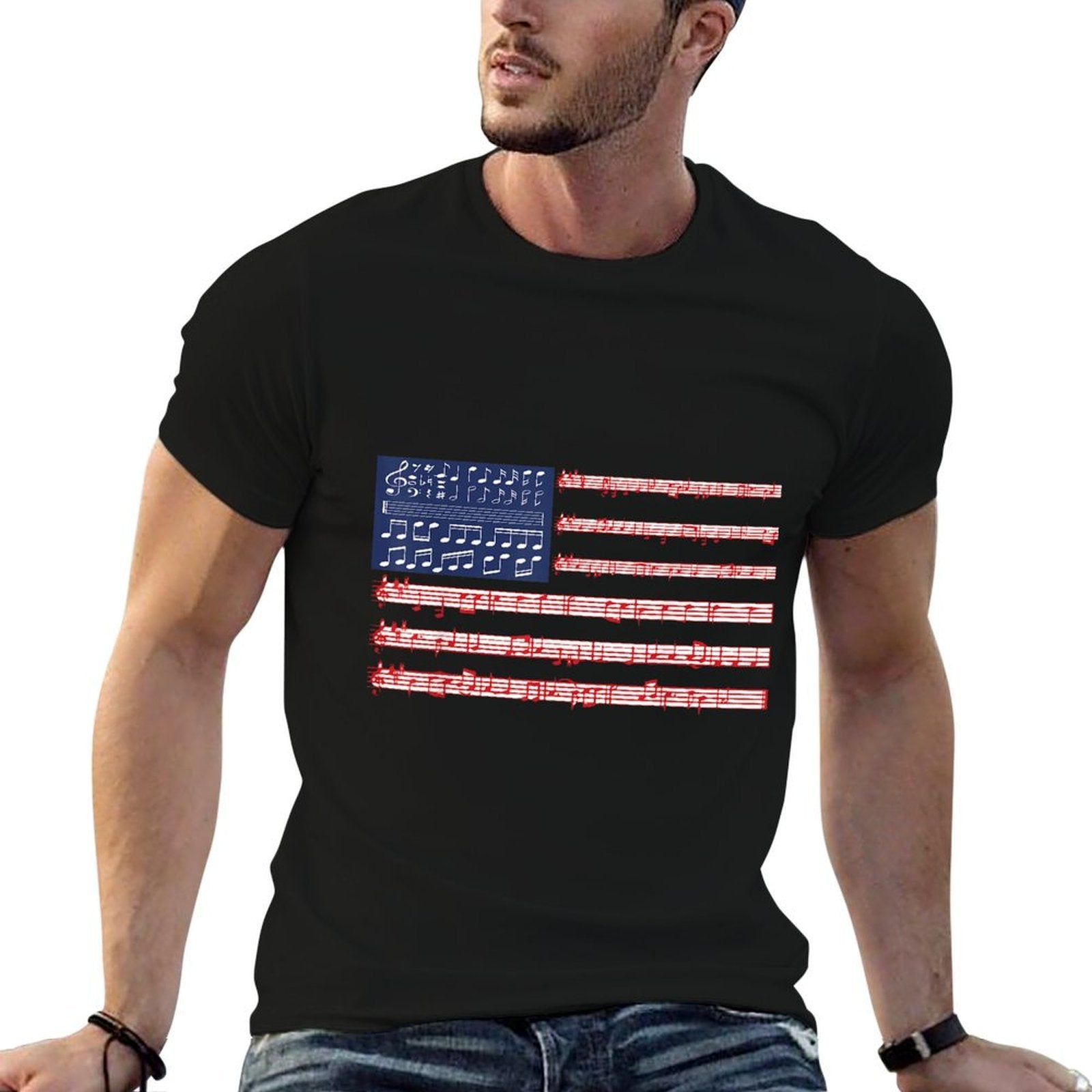4th Of July National Anthem Music Note USA Men  Wrinkle-resistant T-Shirt