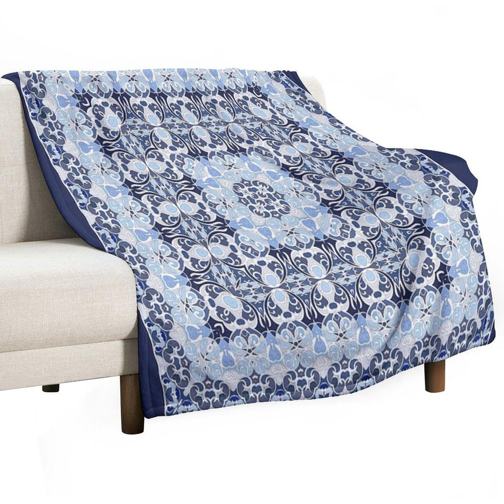 Arabic Ornate Square Pattern Velvety-soft Throw Blanket