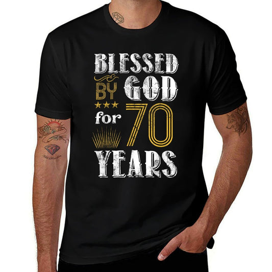 Vintage Blessed by God for 70 Year Old Birthday 70th  Tagless Design T-Shirt