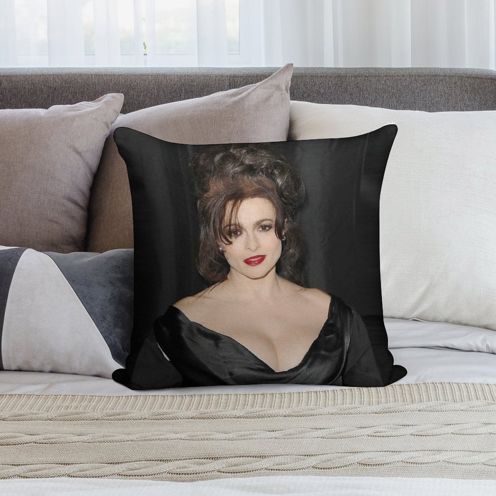 Helena Bonham Carter Merch Soft Fade-Resistant Throw Pillow