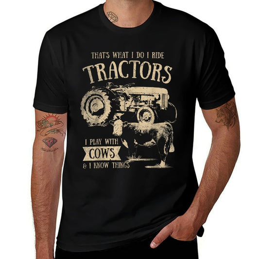 Tractor Farmer Merch Co Thats What I Do I Ride Tractors Funny Farmer Cowboy Gift Black Small  Polyester Blend T-Shirt