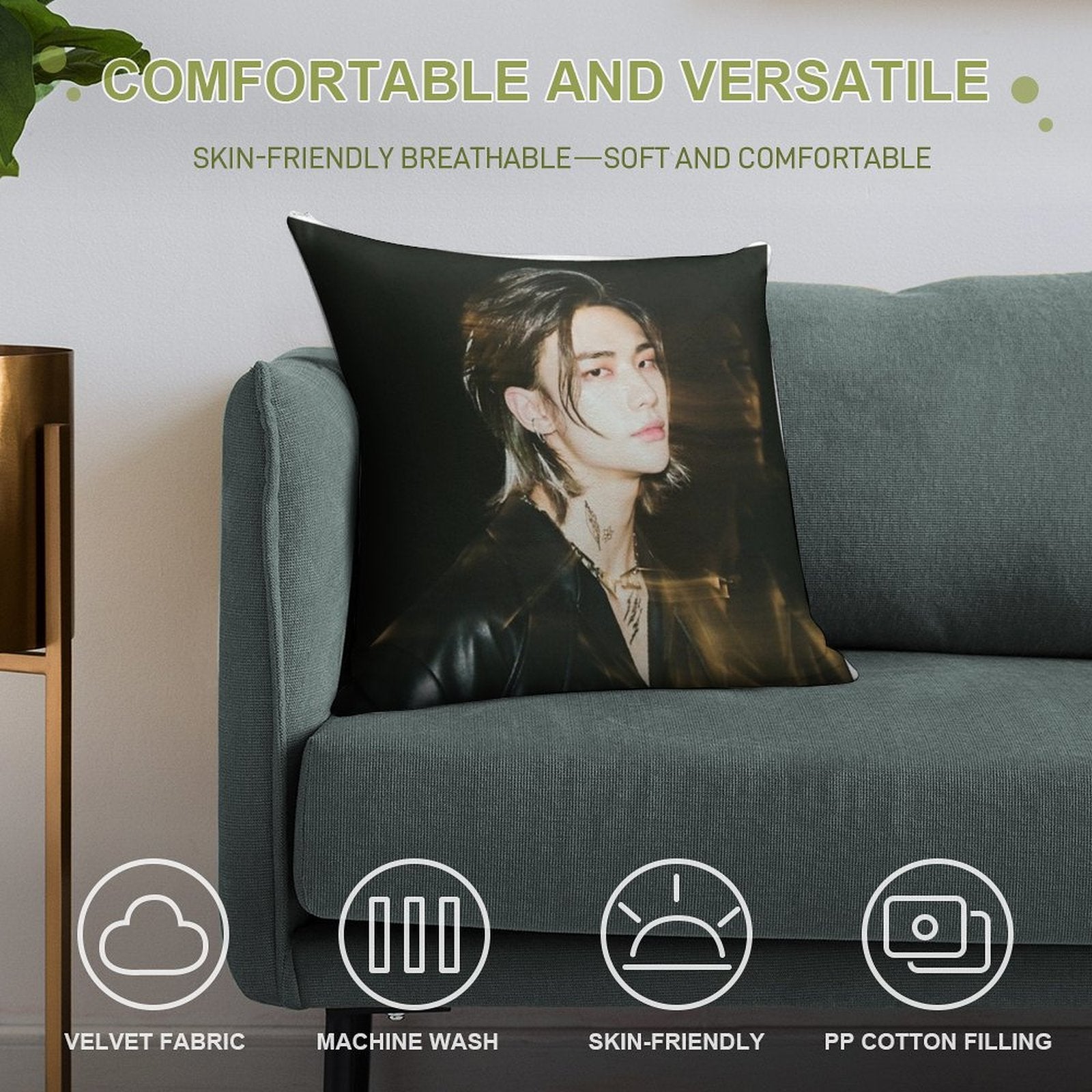 Hyunjin Stray Kids Soft High-Density Material Throw Pillow