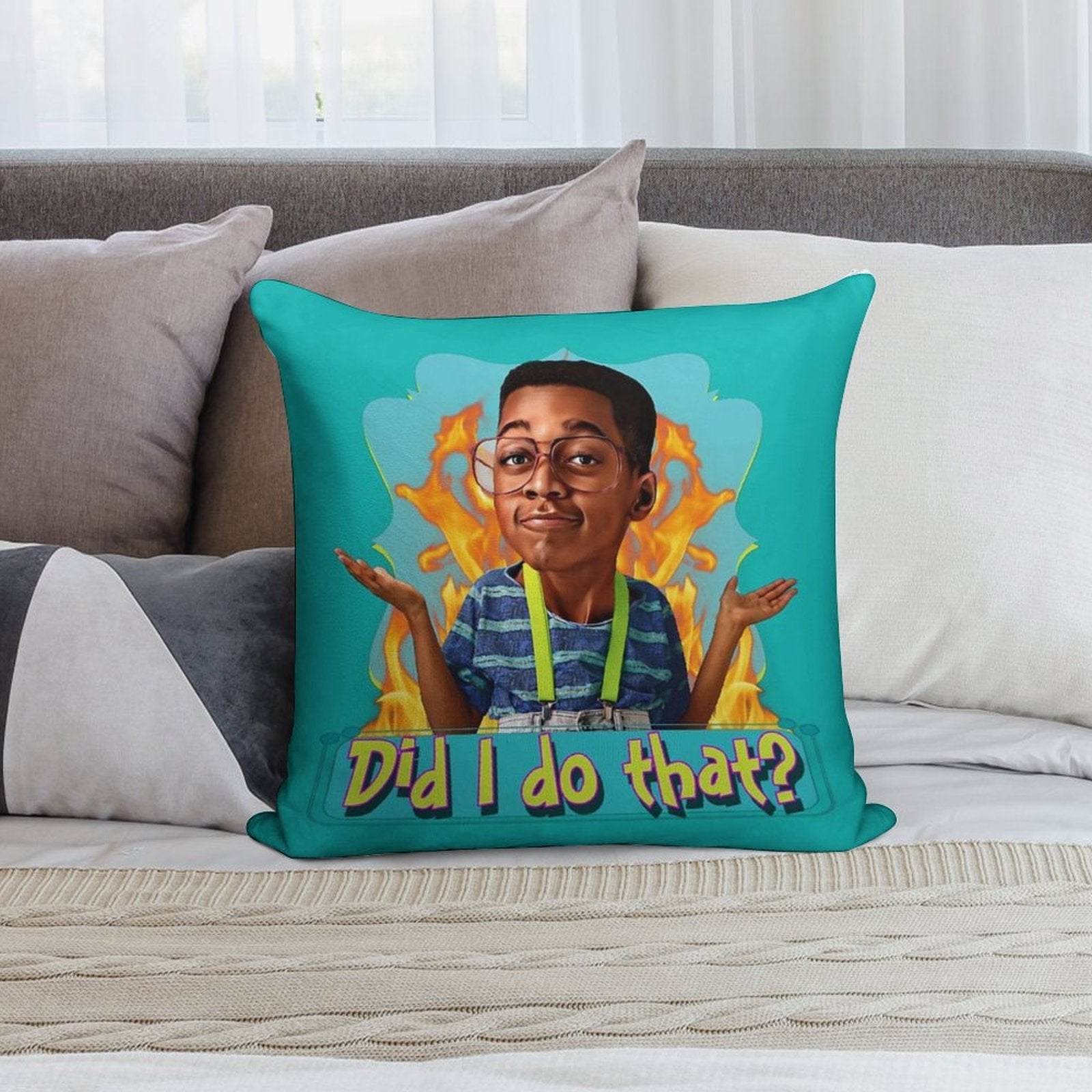 Steve Urkel- Did I Do That Soft Ultra-Soft Texture Throw Pillow