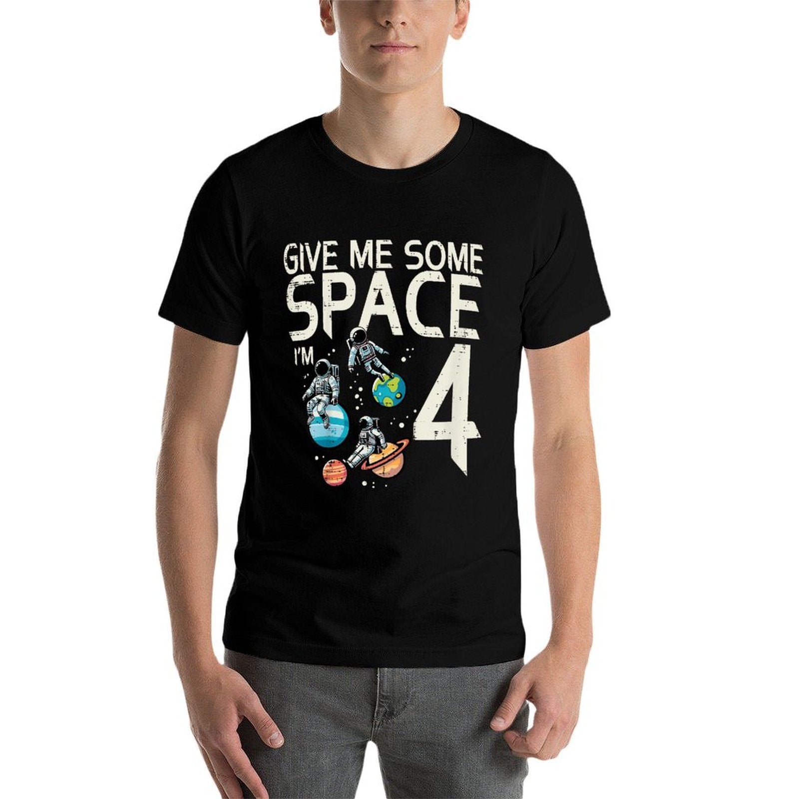 Kids 4th Birthday Astronaut Give Me Space 4 Years Old Boys Kids  High-quality Stitching T-Shirt