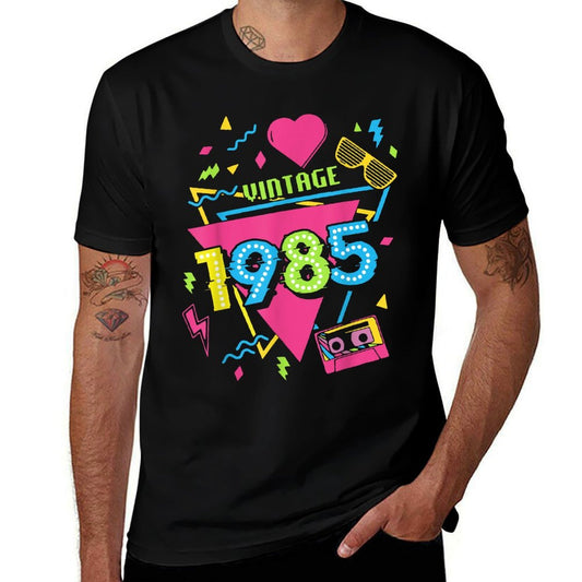 39th Birthday Vintage 1985 80's Vintage Retro I Love The 80s  Oversized Silhouette T-Shirt