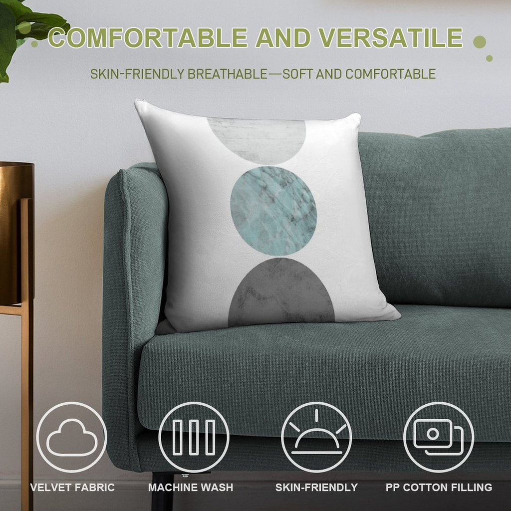 3 Circles Teal And Gray Soft Decorative Cover Throw Pillow