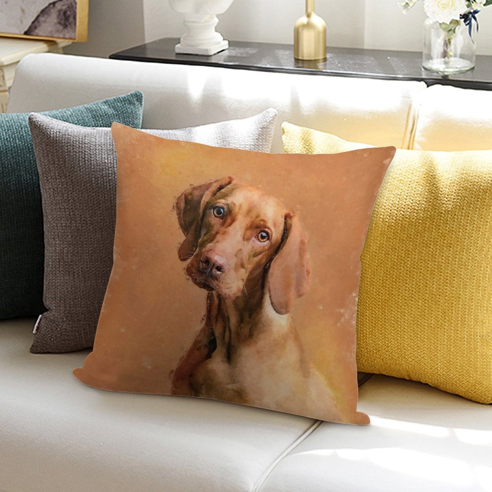 Hungarian Vizsla Dog Art Soft Reinforced Edging Throw Pillow