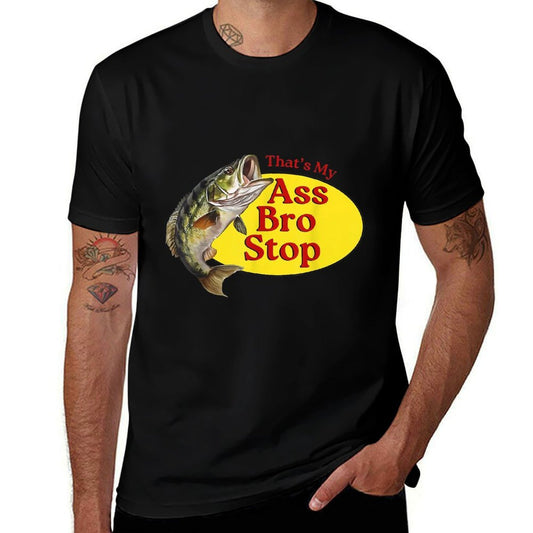 Vintage Thats My Ass Bro Stop Funny Fishing  Ribbed Collar T-Shirt