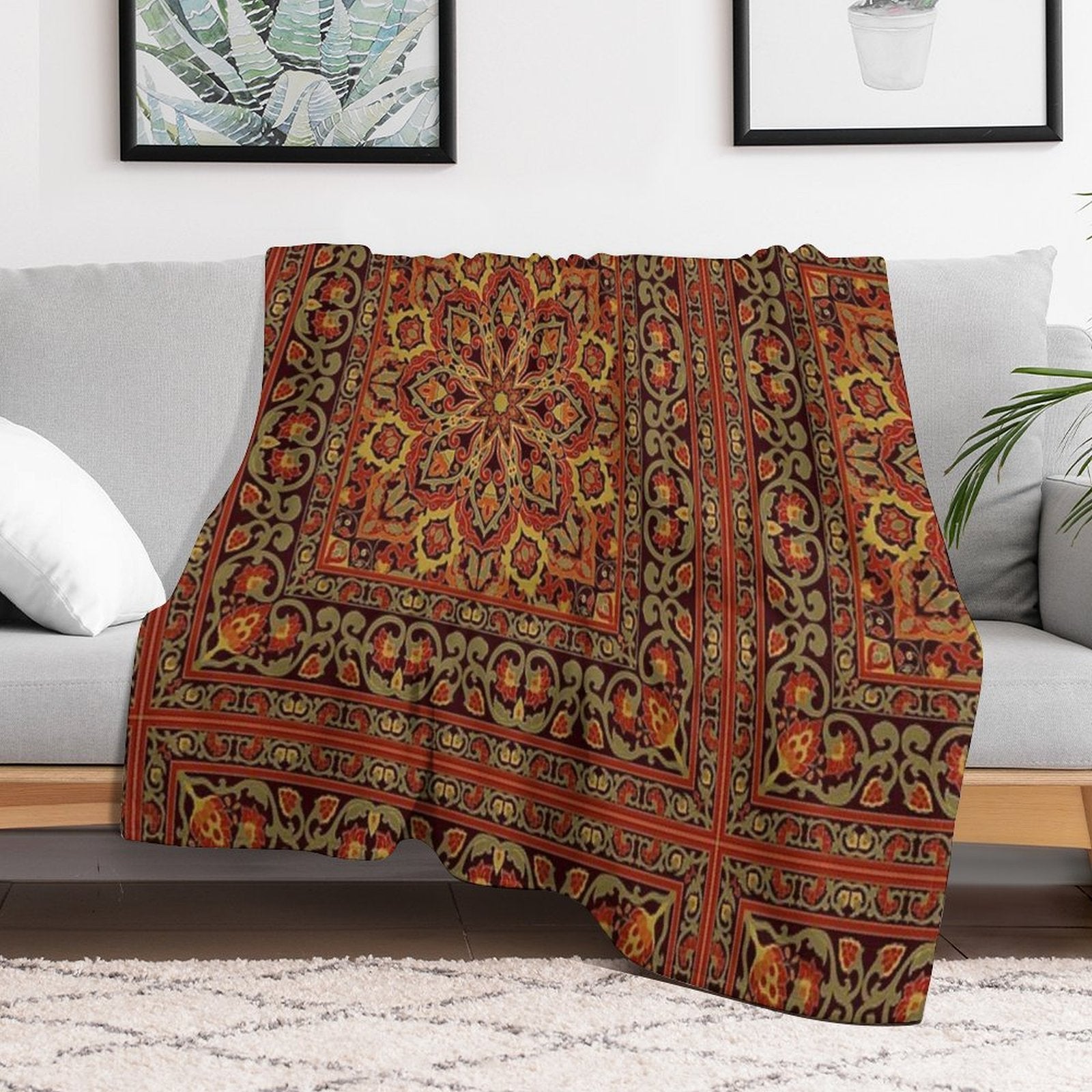 Oriental Ornamental Carpet Machine-washable Throw Blanket