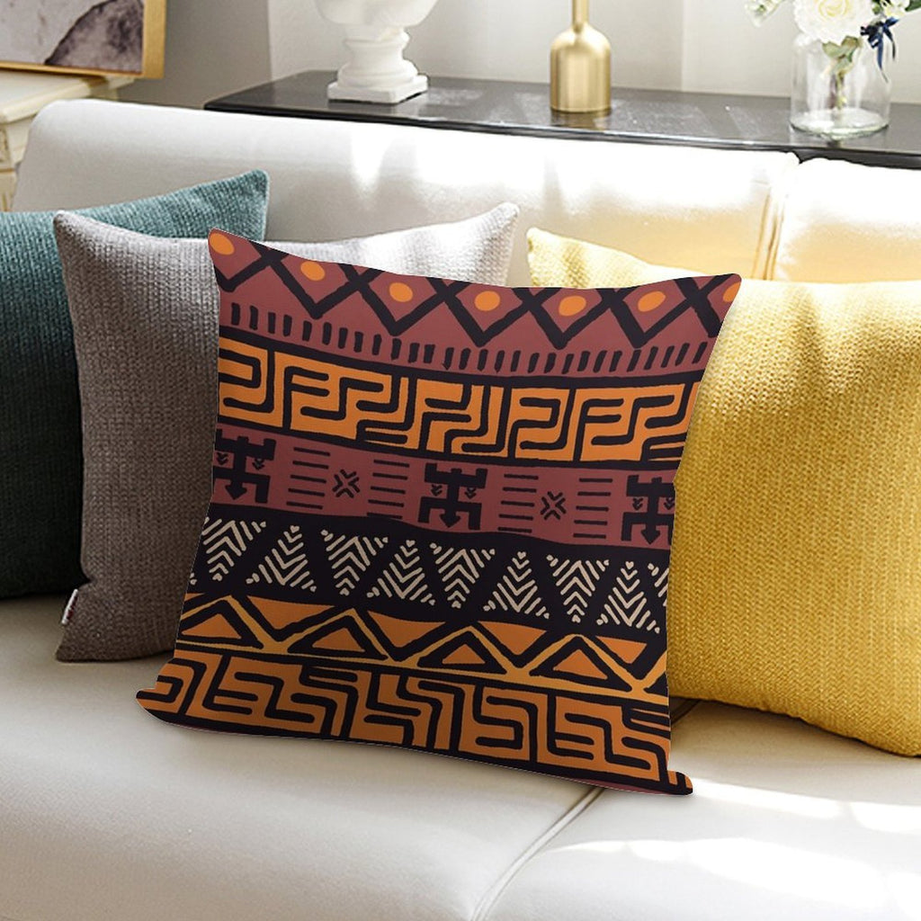 African Tribal Mudcloth Pattern Soft Hidden Zipper Throw Pillow