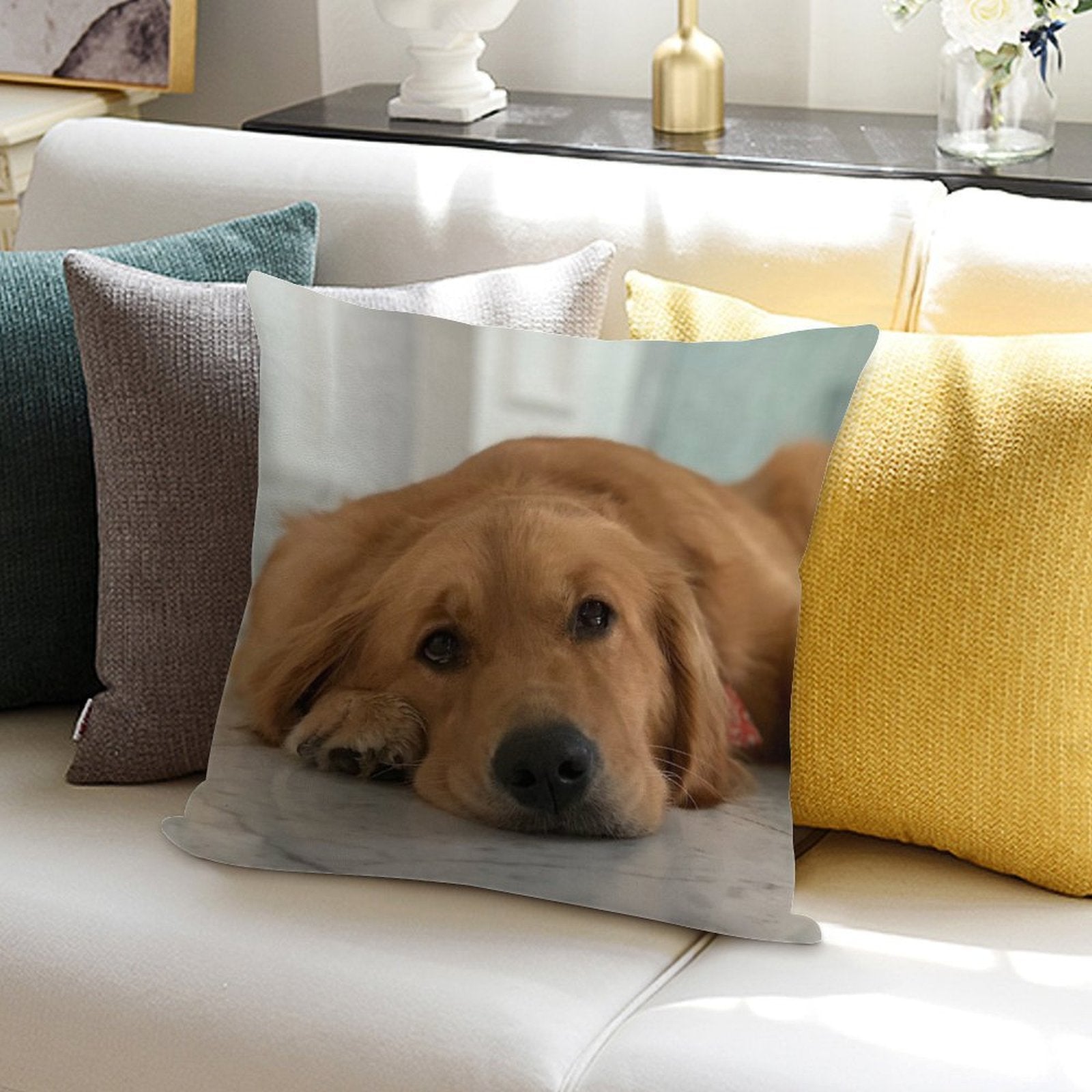 Golden Retriever Soft Home Decor Throw Pillow
