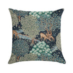 FOREST ANIMALS, DEERS BY A BROOK Blue Green Floral Soft Style Accent Throw Pillow
