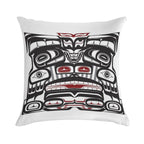 Thunderbird Bear Orca Totem Pole, Coastal Salish Haida Pacific North West Formline Design Native American Soft Fade-Resistant Throw Pillow