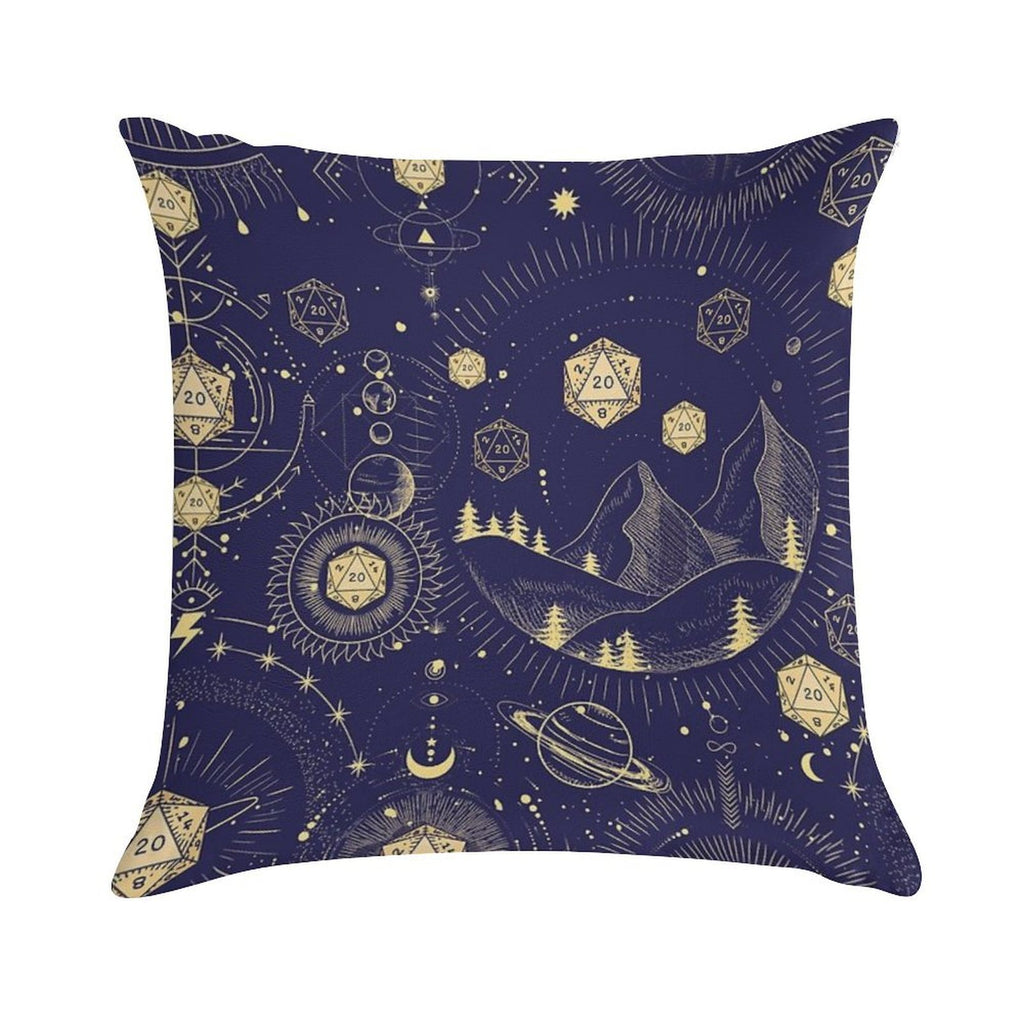 DND CELESTIAL DICE, D20 Stars Constellations Pattern Night Sky Soft Reinforced Edging Throw Pillow