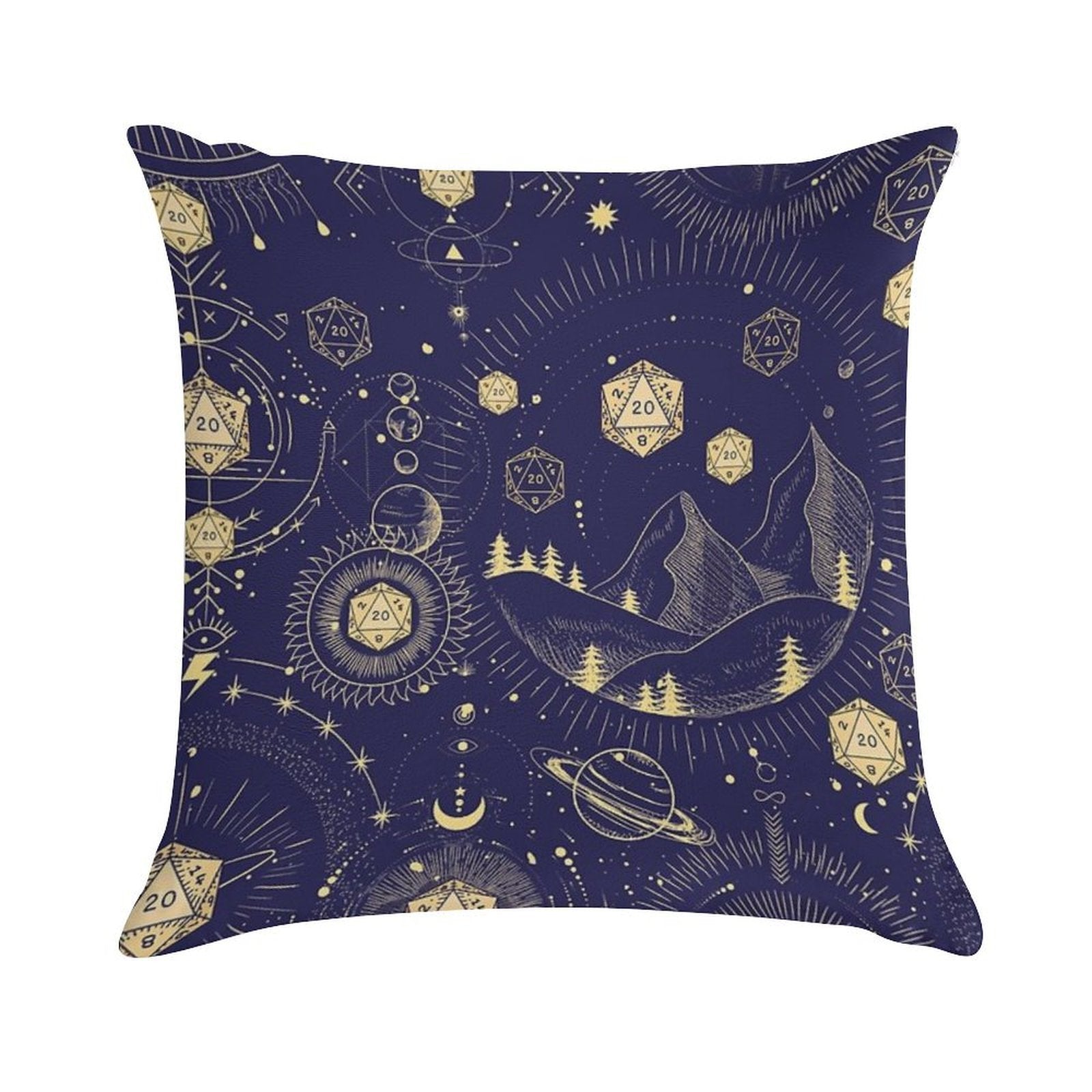 DND CELESTIAL DICE, D20 Stars Constellations Pattern Night Sky Soft Reinforced Edging Throw Pillow