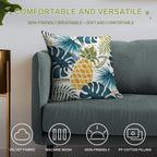 Golden Pineapple on Palm Leaves Foliage Soft Washable Throw Pillow