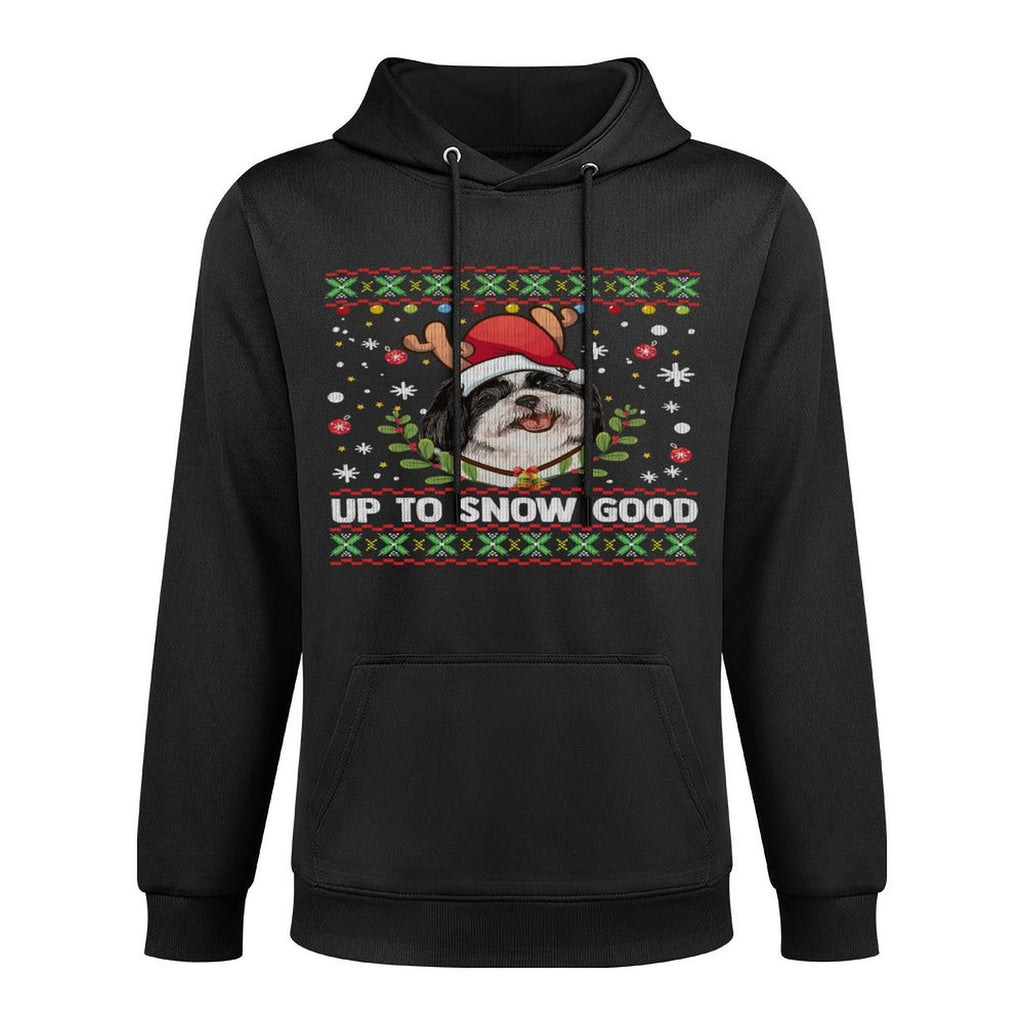 Shih Tzu Dog Reindeer Ugly Christmas Sweater Layering Staple Hoodie