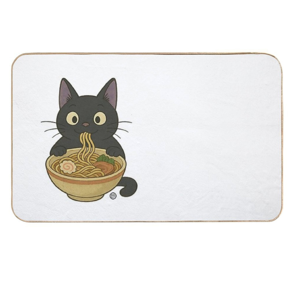 Black Cat Eating Ramen - Noodle Cat Japanese Kawaii Ramen Neko  Toxin-Free Bath Mat