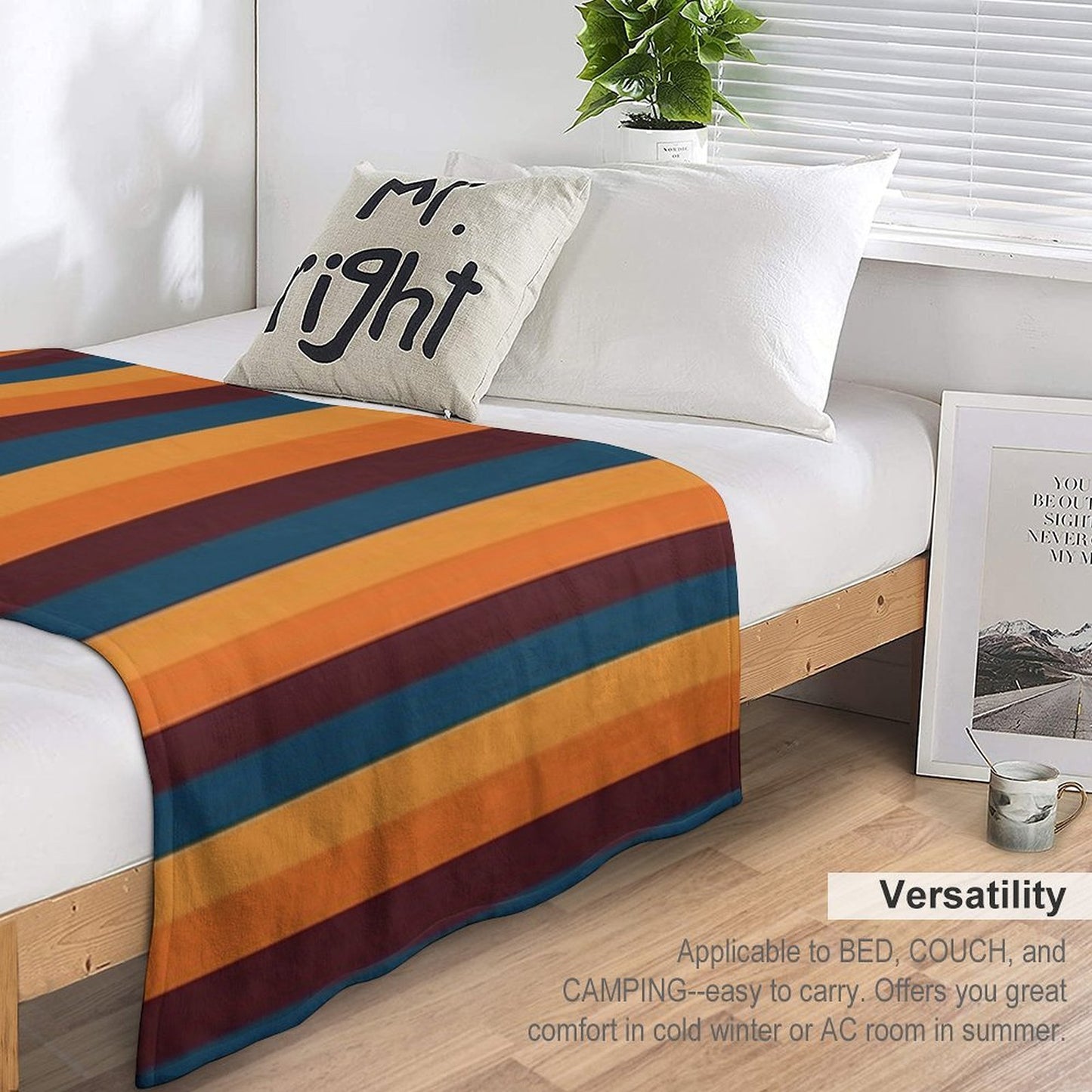 Walnut, Aegean Blue, Honey, Persimmon Orange Exotic Colour Patterns Lightweight Throw Blanket