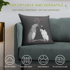 Rat Kisses (White Outline) Soft Washable Throw Pillow