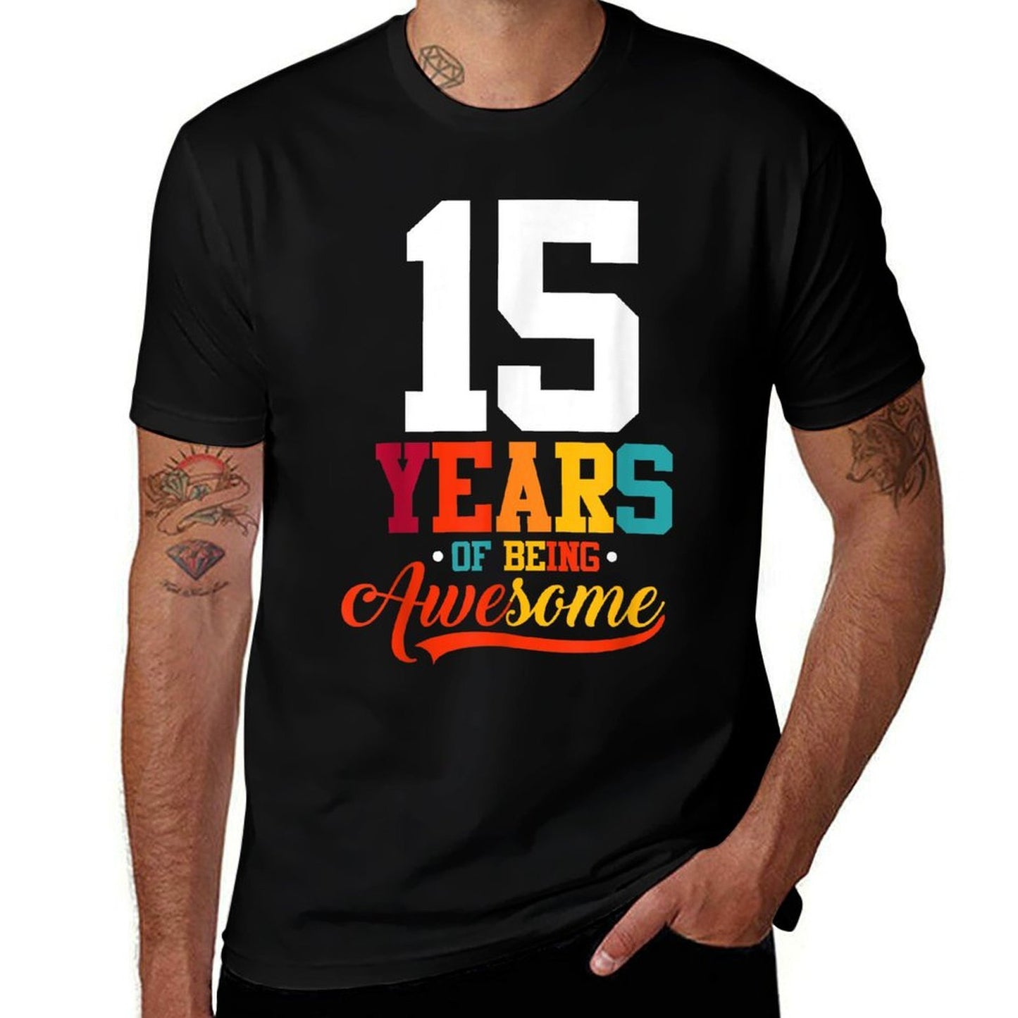 15 Years Of Being Awesome Gifts 15 Years Old 15th Birthday  Oversized Silhouette T-Shirt