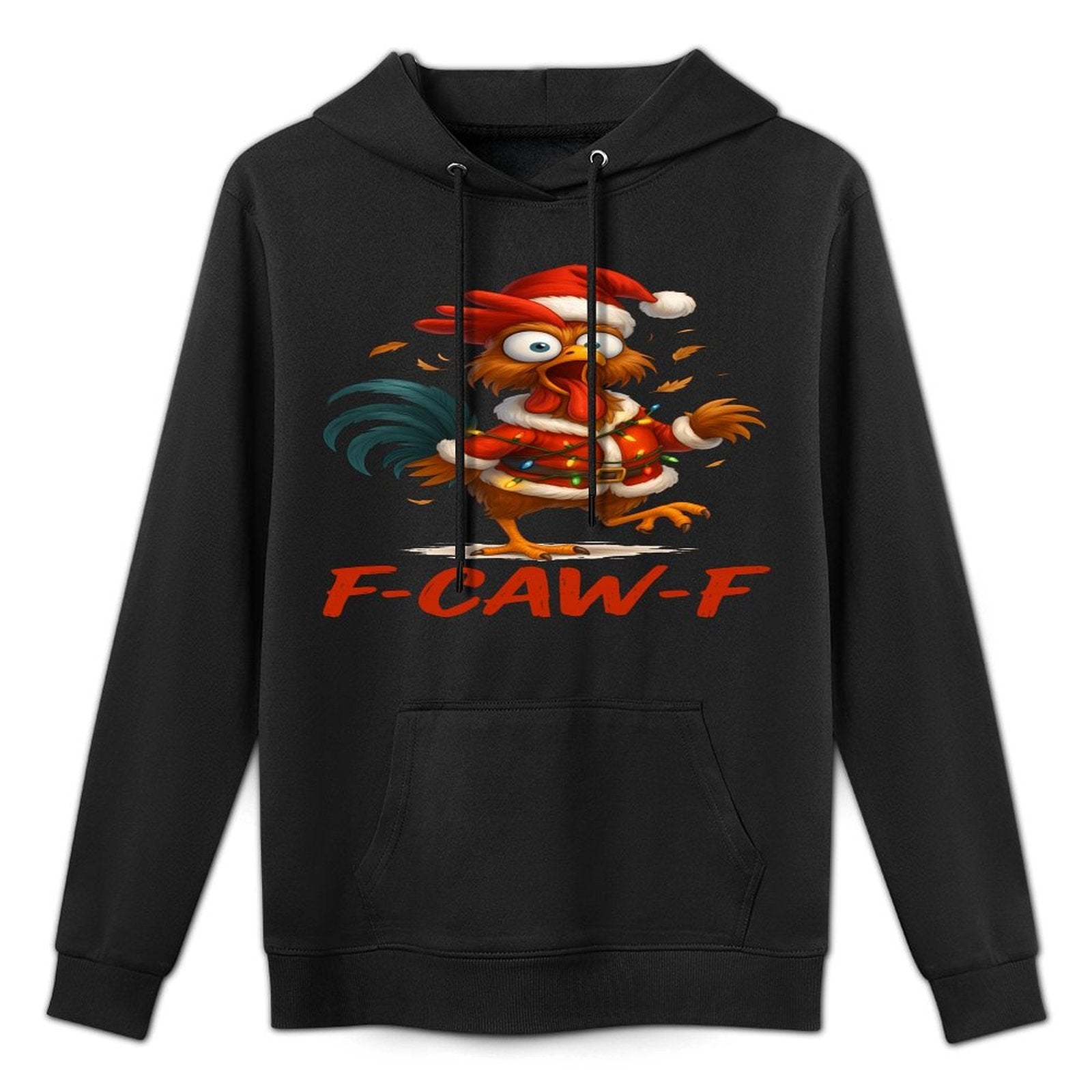 F-Caw-F Funny Chicken Humor Santa Rooster Christmas Lights Sweatshirt Durable Construction Hoodie
