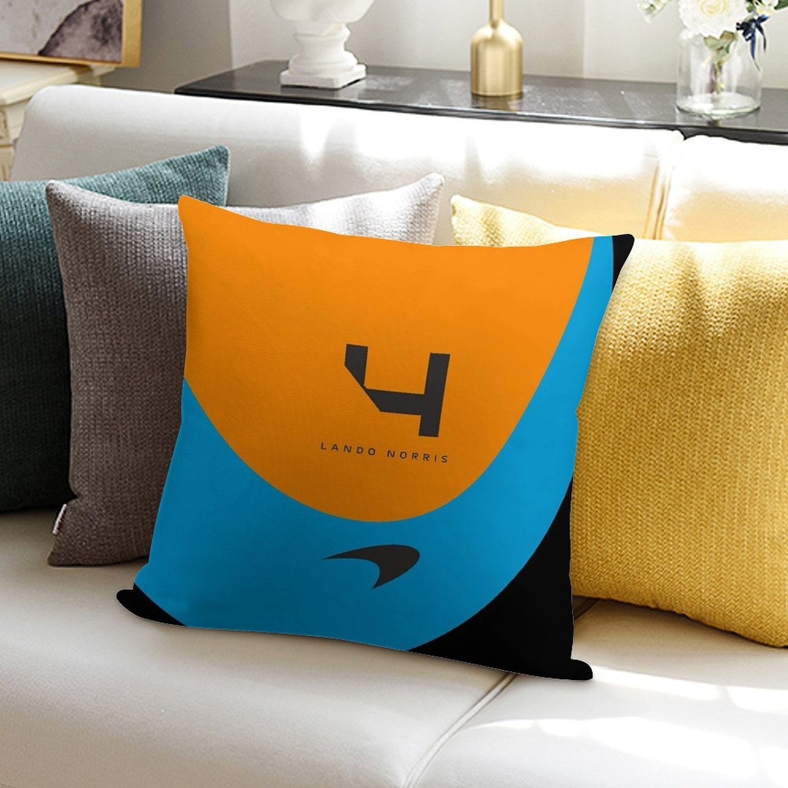 Lando Norris Mclaren Formula 1 Team Inspired Iphone Cover And Samsung Mobile Case Best Gift for F1 Fans Soft Skin-Friendly Throw Pillow