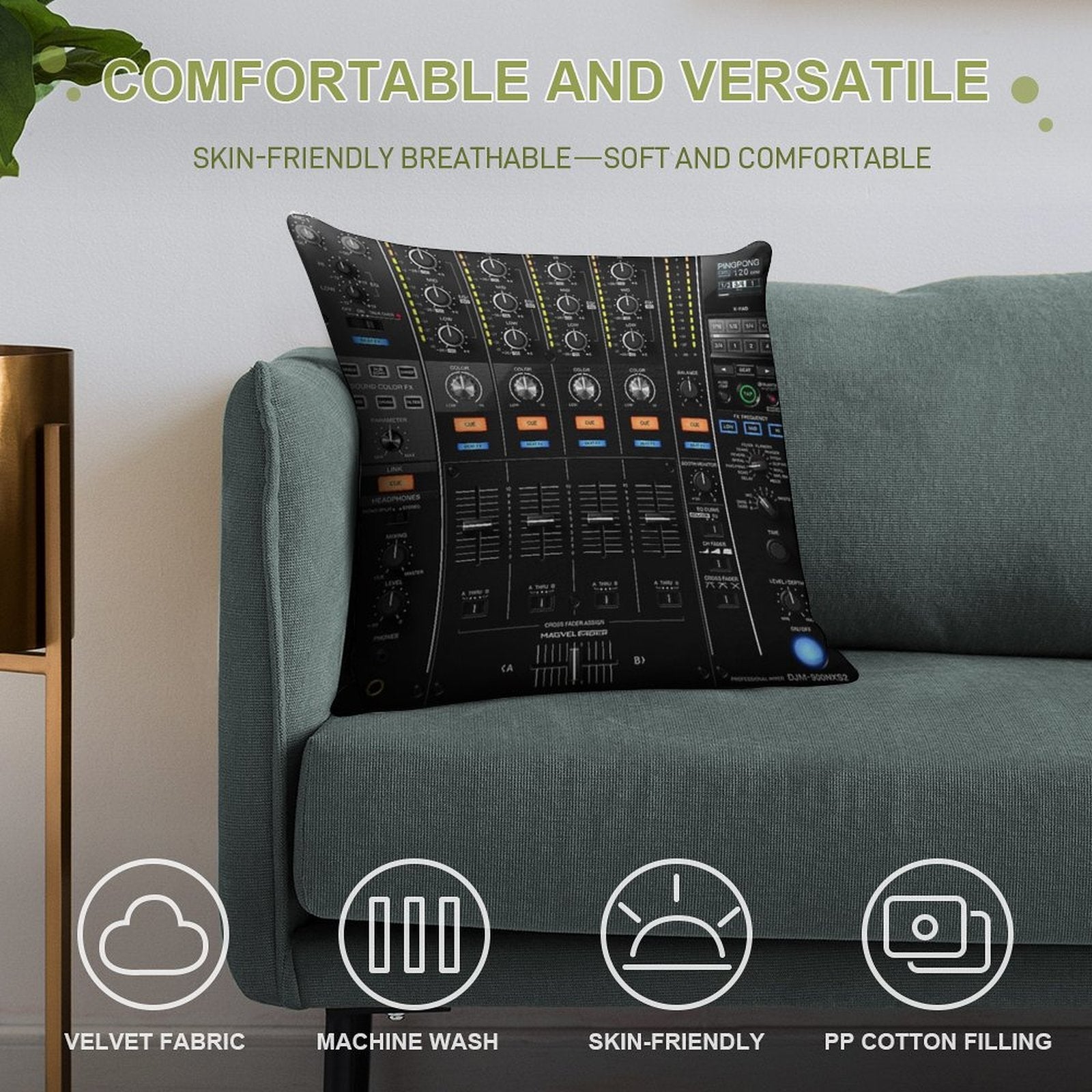 DJ Mixer NXS2 Soft Reinforced Edging Throw Pillow