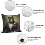 Gorilla Portrait Art Soft Hidden Zipper Throw Pillow