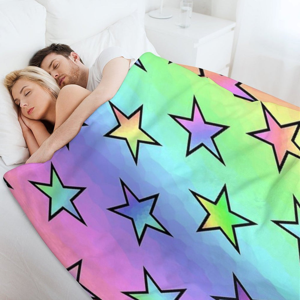 Colorful Star Pattern Compact Throw Blanket